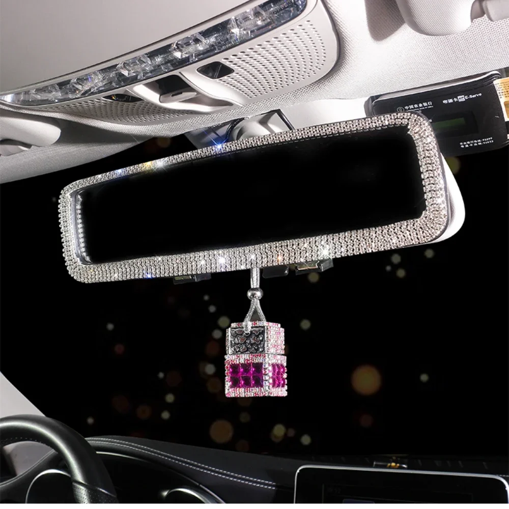 Samochodowe akcesoria dekoracyjne lusterko wsteczne perfumy wisząca butelka kryształ Auto lusterko wsteczne wisiorek wystrój dla kobiet pań