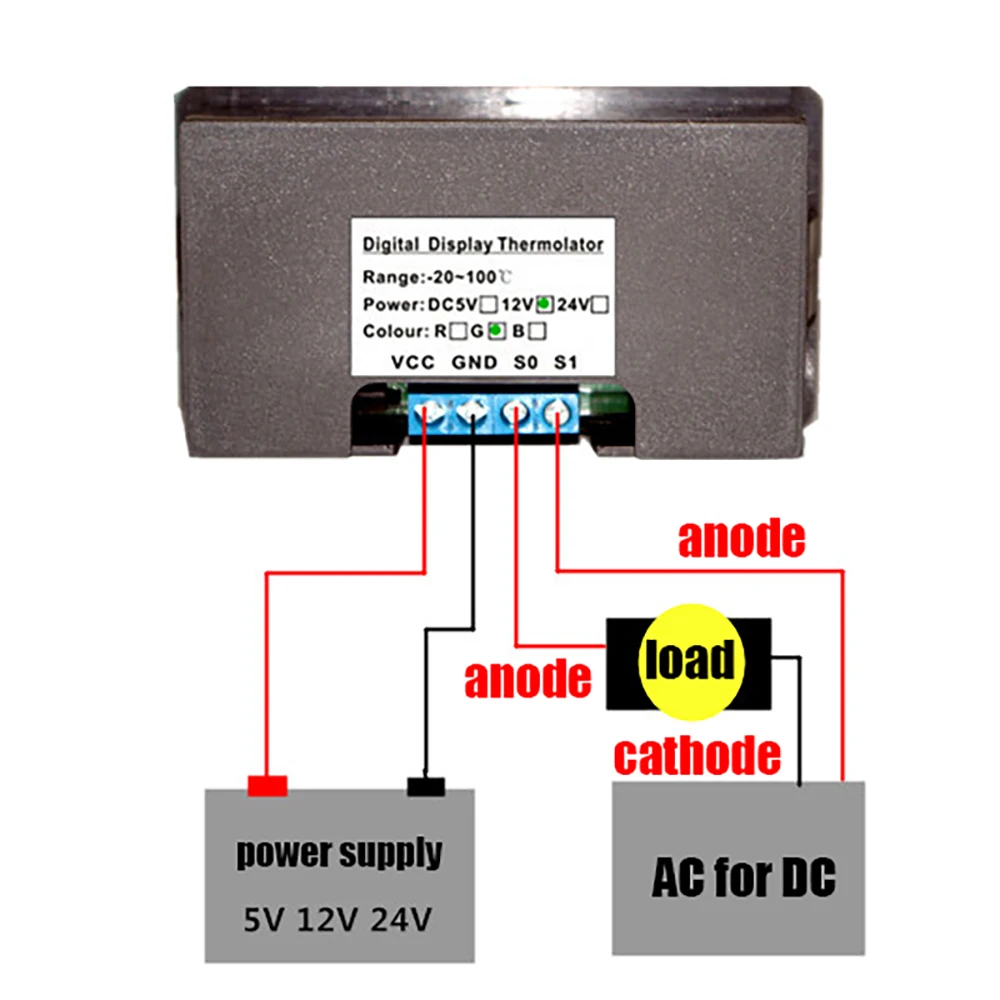 dc 5V 12v 24V Digital Dual display Thermostat Controller Switch led Temperature temp Sensor control
