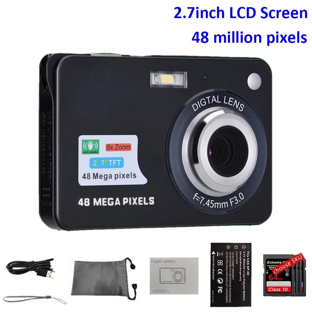 

HD Digital Camera With 2.7inch LCD Screen Child Cameras Anti Shake Camcorder 8x Zoom Instant Photo Camera Photography Camcorder