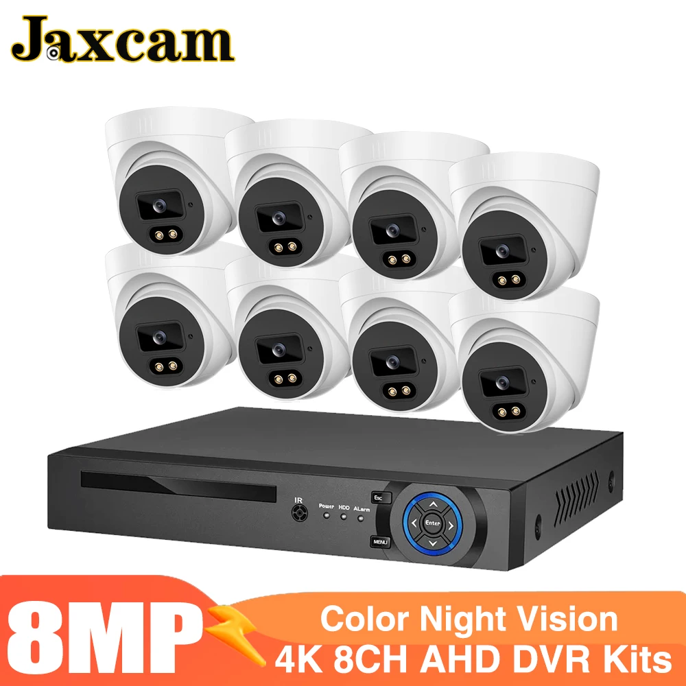 

8-канальный видеорегистратор, 8-мегапиксельная IP-камера безопасности, AHD 4K, двойной светильник, аудио, фиксированное видеонаблюдение, цветное ночное видение, система видеонаблюдения для обнаружения человека