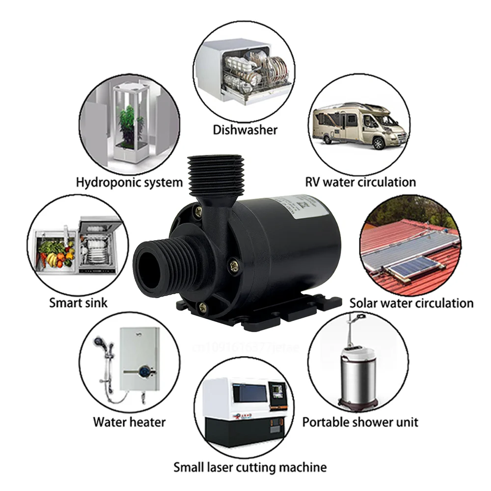 Wasserpumpe mit bürstenlosem Motor, DC6–24 V, 1100 l/h, 8 m Kopf G1/2-Zoll-Tauchpumpe, Brunnenwarmwasserbereiter, Dusch-Druckerhöhungspumpe, IP68 – Detail 9