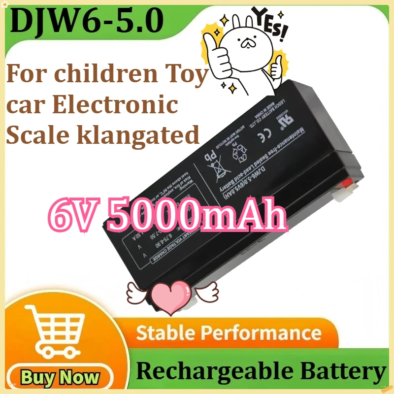 

DJW6-5 DJW6-5.0 Battery Rechargeable Lead-acid Accumulator for Children Toy Car Electronic Scale Elongated Batteries 6V 5Ah