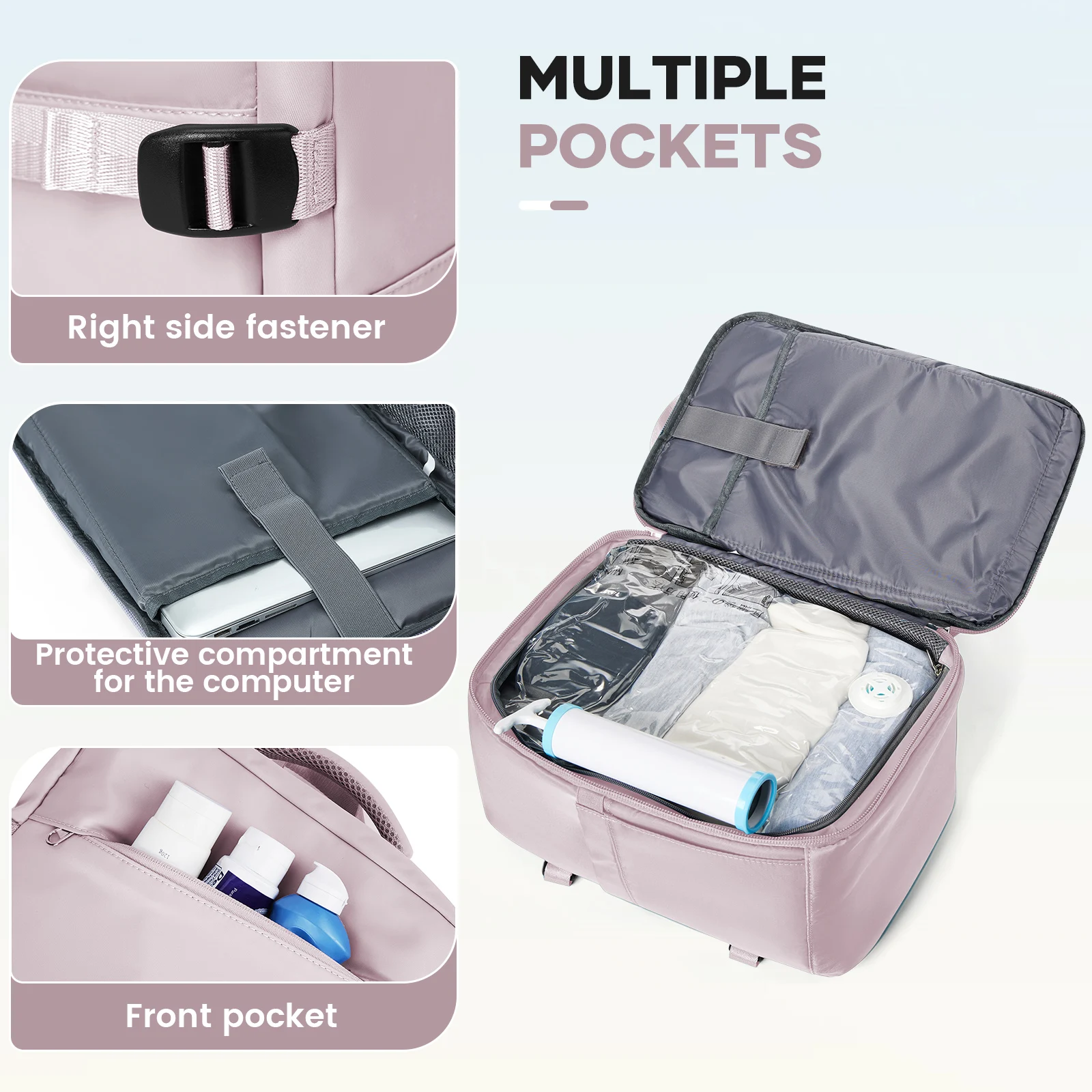 الطيران Ryanair 40x20x25 حقيبة الظهر أكياس تخزين الهواء فراغ مع حقيبة السفر للرجال والنساء، حقيبة المقصورة حقيبة الأعمال المحمول #4