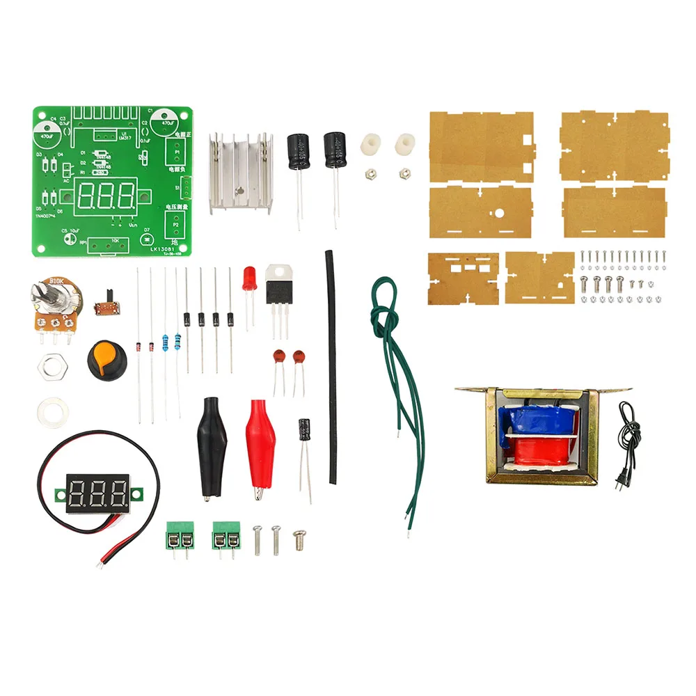 LM317 Adjustable Voltage Regulator Power Supply Module DIY Electronic Kit With LED Meter Board Soldering Project Practice Suite