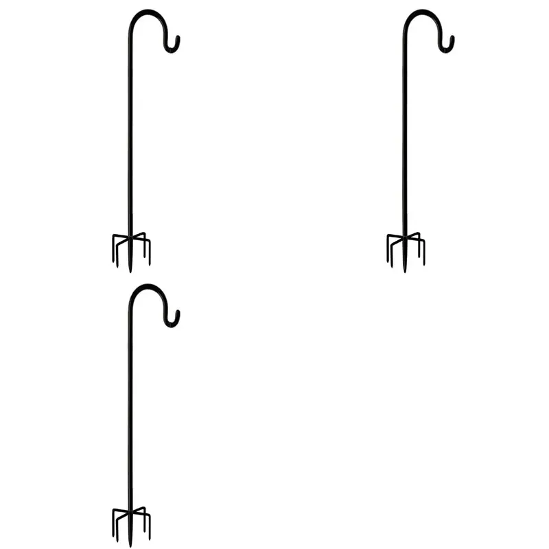 

3Pcs 48Inch Outdoor Shepherd's Hook, Heavy Duty Bird Feeder Post For Hanging Lanterns, Bird Feeders With 5-Foot Base