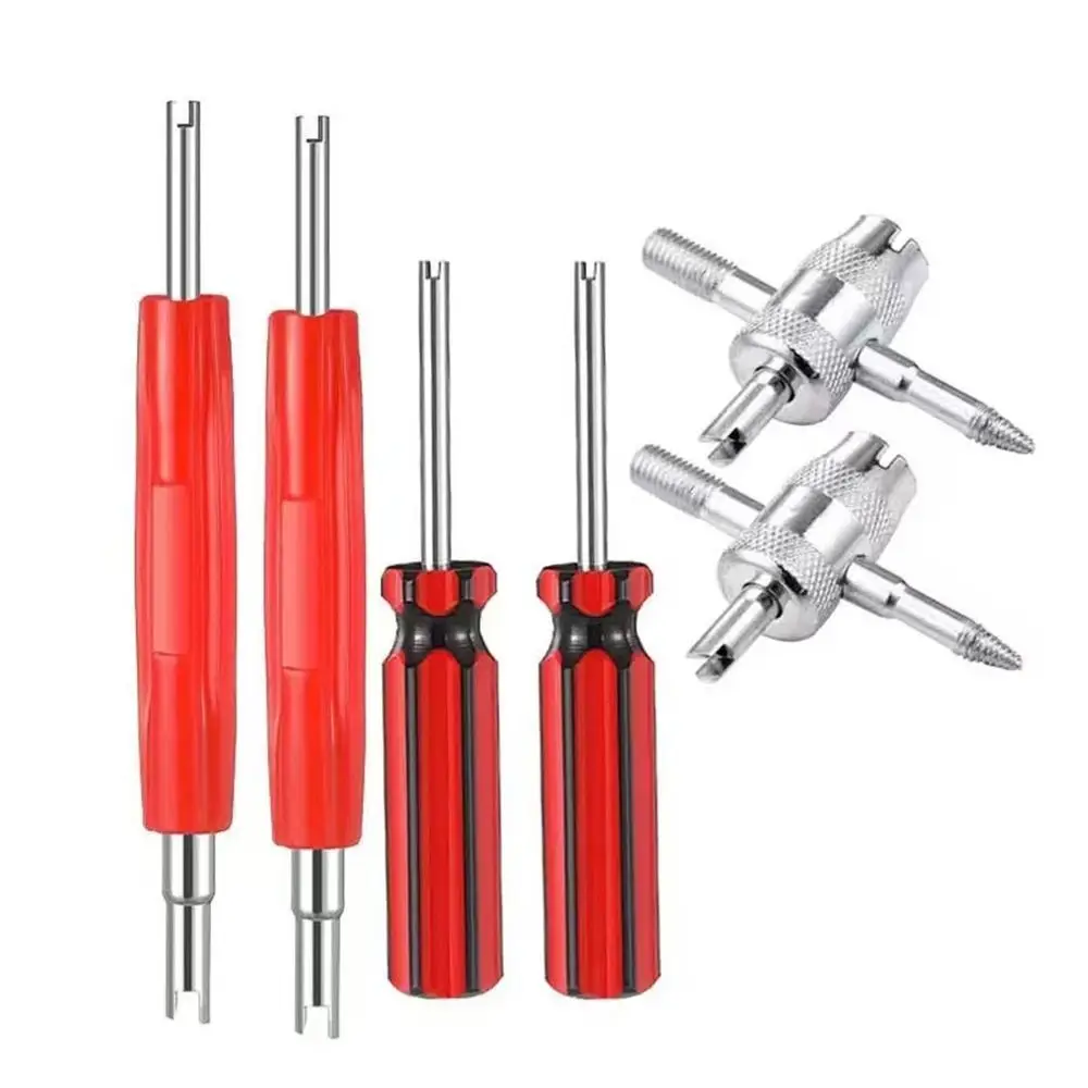 

6Pcs Multi Function Tire Valve Stem Installer Tool Set 4-in-1 Double and Single Head Valve Removal Puller Tool Metal Rust-proof