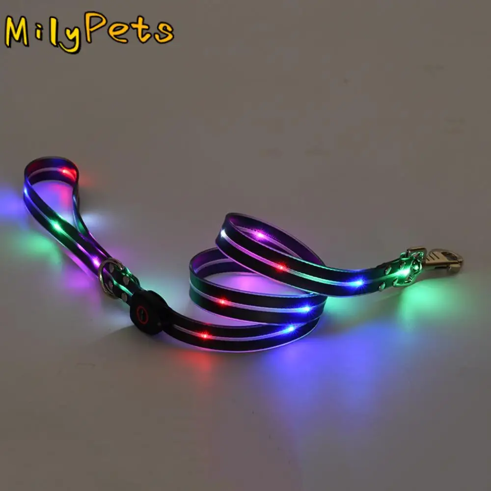 

Glowing Dog Collar Leash Rechargeable Waterproof Dog Neck Collar Weather Proof Anti-lost Luminous Dog Collar For Night Walking