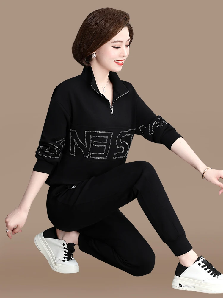 

Midlife Mom Sportswear Set Women's 2025 New plus Size Top 40 Years Old 50 Years Old Middle-Aged Spring Autumn Hoodie
