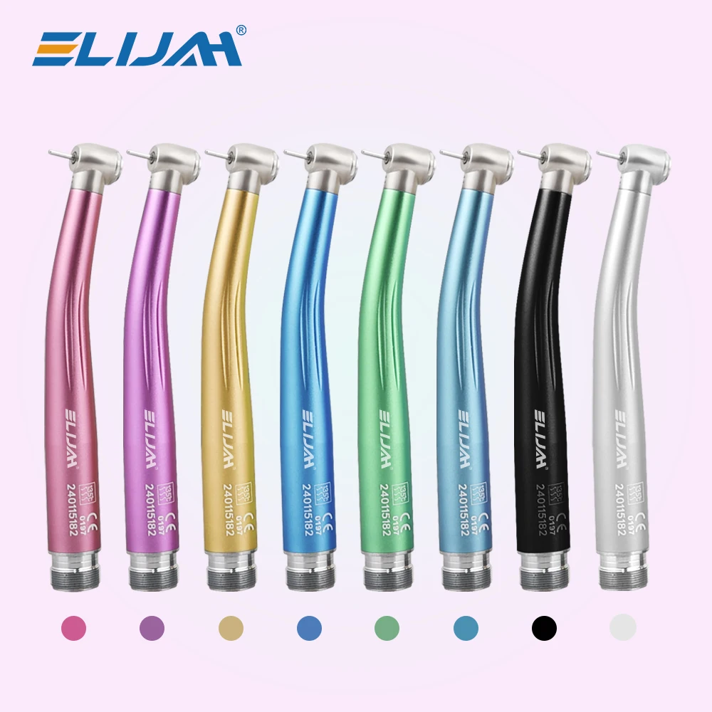 

ELIJAH Colorful High Speed Handpiece With LED Light Low Noise E-Generator 3 Water Spray B2 M4 For Dental Hospital Office Tools