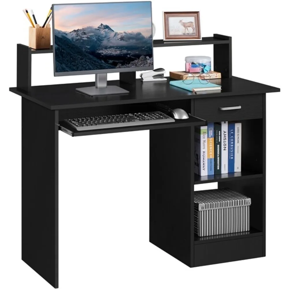

Modern Computer Desk with Keyboard Tray Home Office Desk Workstation w/Storage