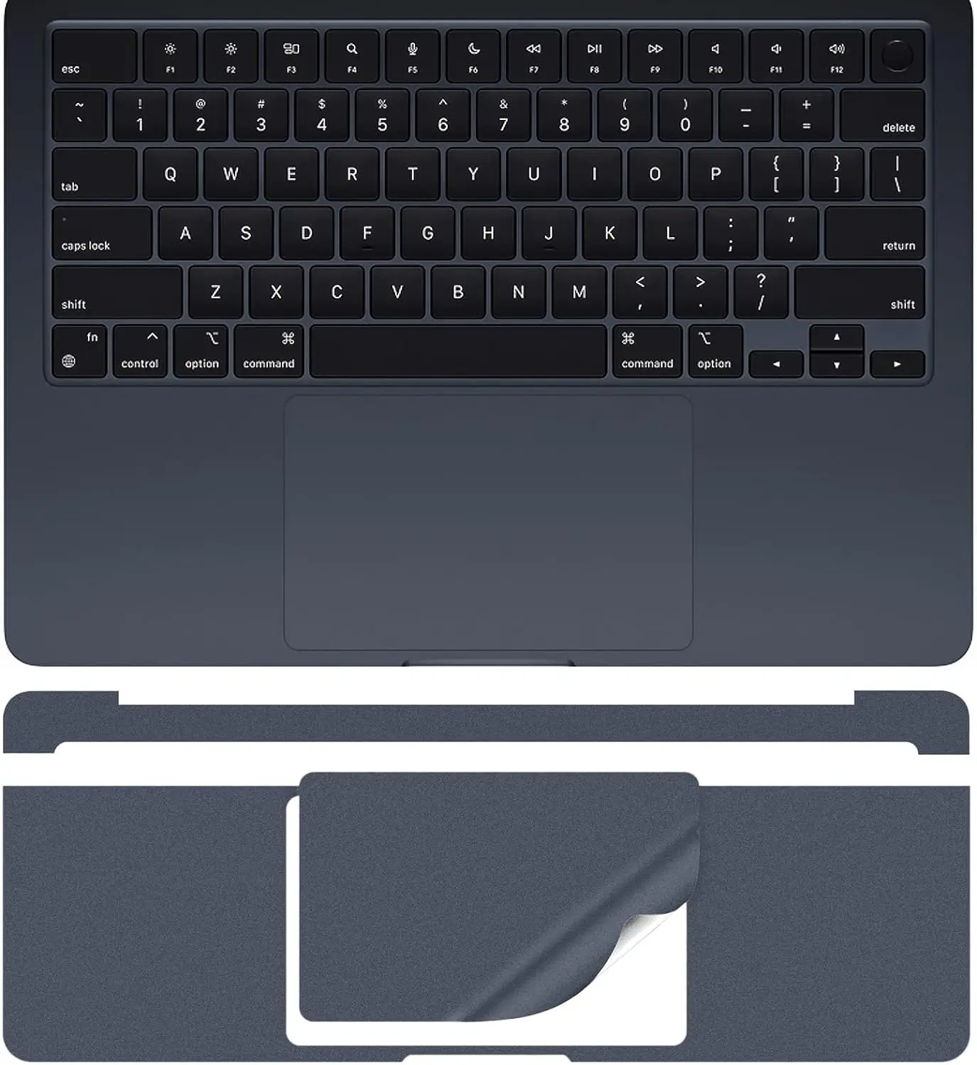 Pełna osłona na klawiaturę z podparciem pod nadgarstki do MacBooka Air 15 cali M2 M3 M4 M5 Air 13 A3449 A3240 (modele 2026-2022), odporna na zarysowania. — zdjęcie produktu 3