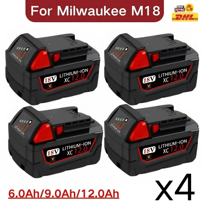 

For Milwaukee M18 18V 12000mAh 18650 Lithium Replacement Battery For Milwaukee 48-11-1860 48-11-1850 48-11-1840 Tool Battery
