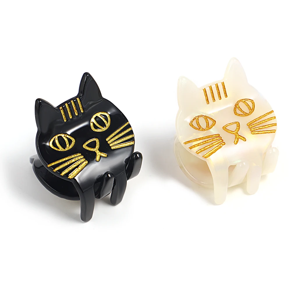 Cute Acetate Cartoon Cat Small Hair Clip Claw For Women Trendy Mini Animal Grab Barrette Hairpin Party Hair Accessories Gifts