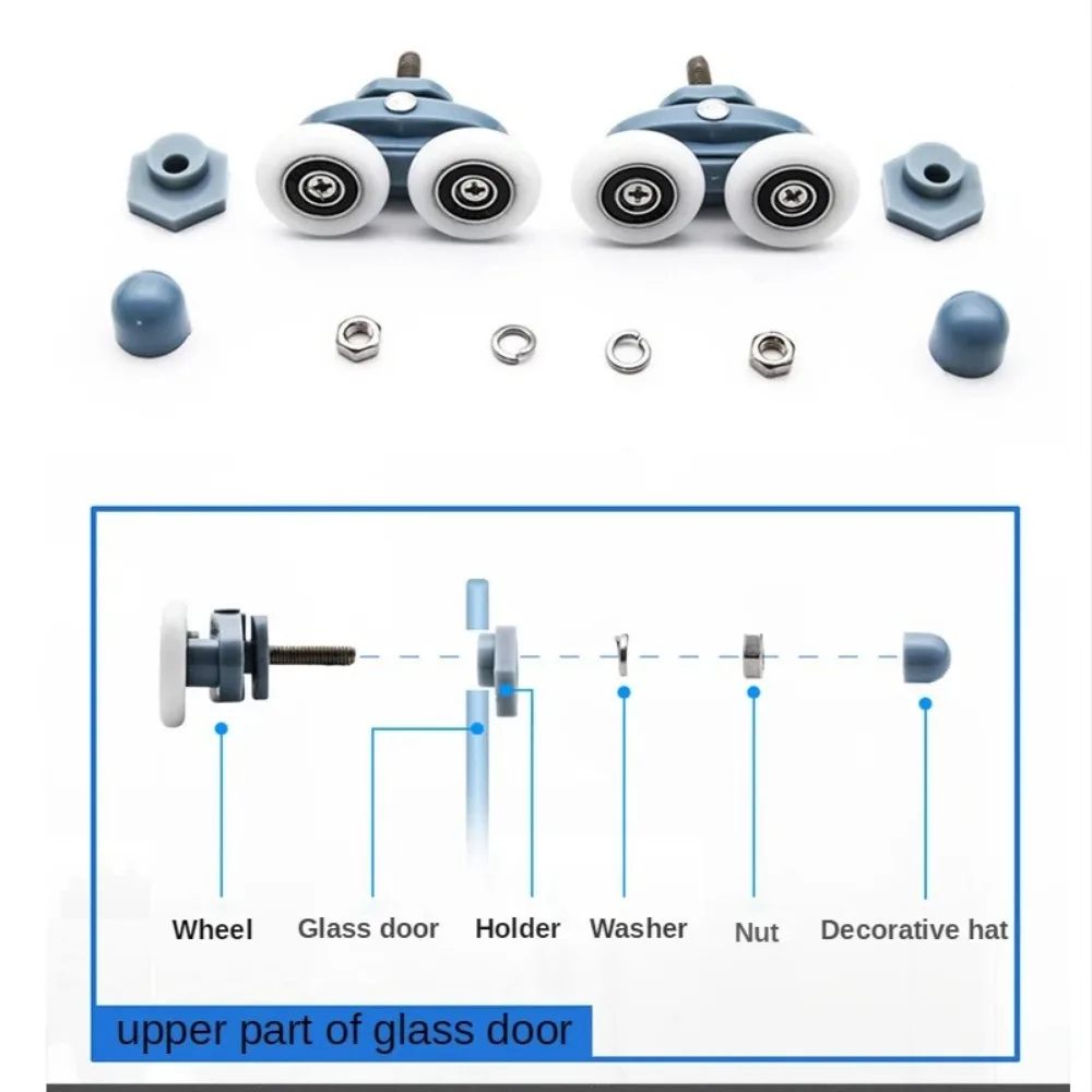 8pcs/set 19/23/25/27mm Sliding Shower Cabin Accessories Glass Door Bearing Roller Pulley Runner Double Swaying Pop Up Hardware