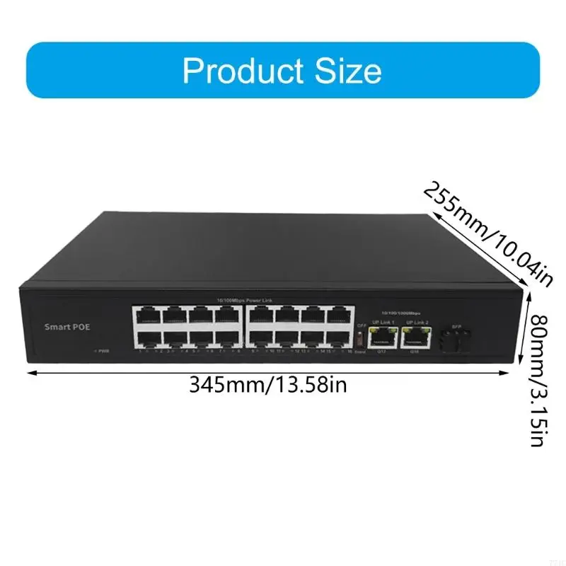 16+2/24+2 منفذ POE Switcher بقدرة 250 وات، هيكل معدني، شبكات المكاتب 77JC #6