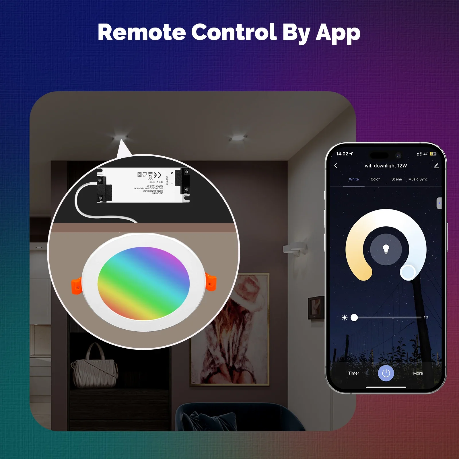 MOES WiFi inteligente LED Downlight Zigbee atenuación foco redondo 9/12W RGB cambio de Color luz fría cálida Alexa Google Home Vocie