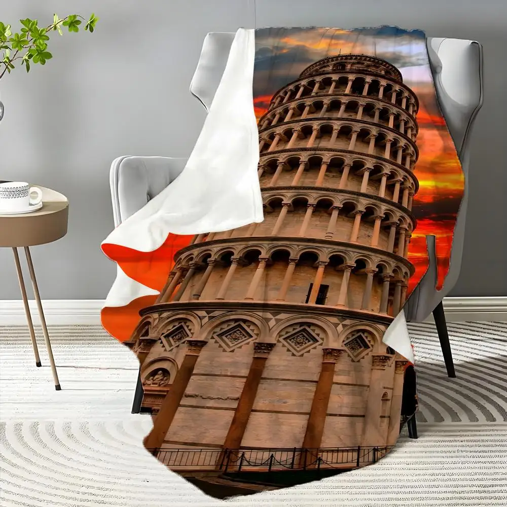 

Leaning Tower of Pisa, Italy Throw Blanket Aesthetic Art Flannel Blanket Portable Home Travel Camping Sofa Picnic Thickening Fl