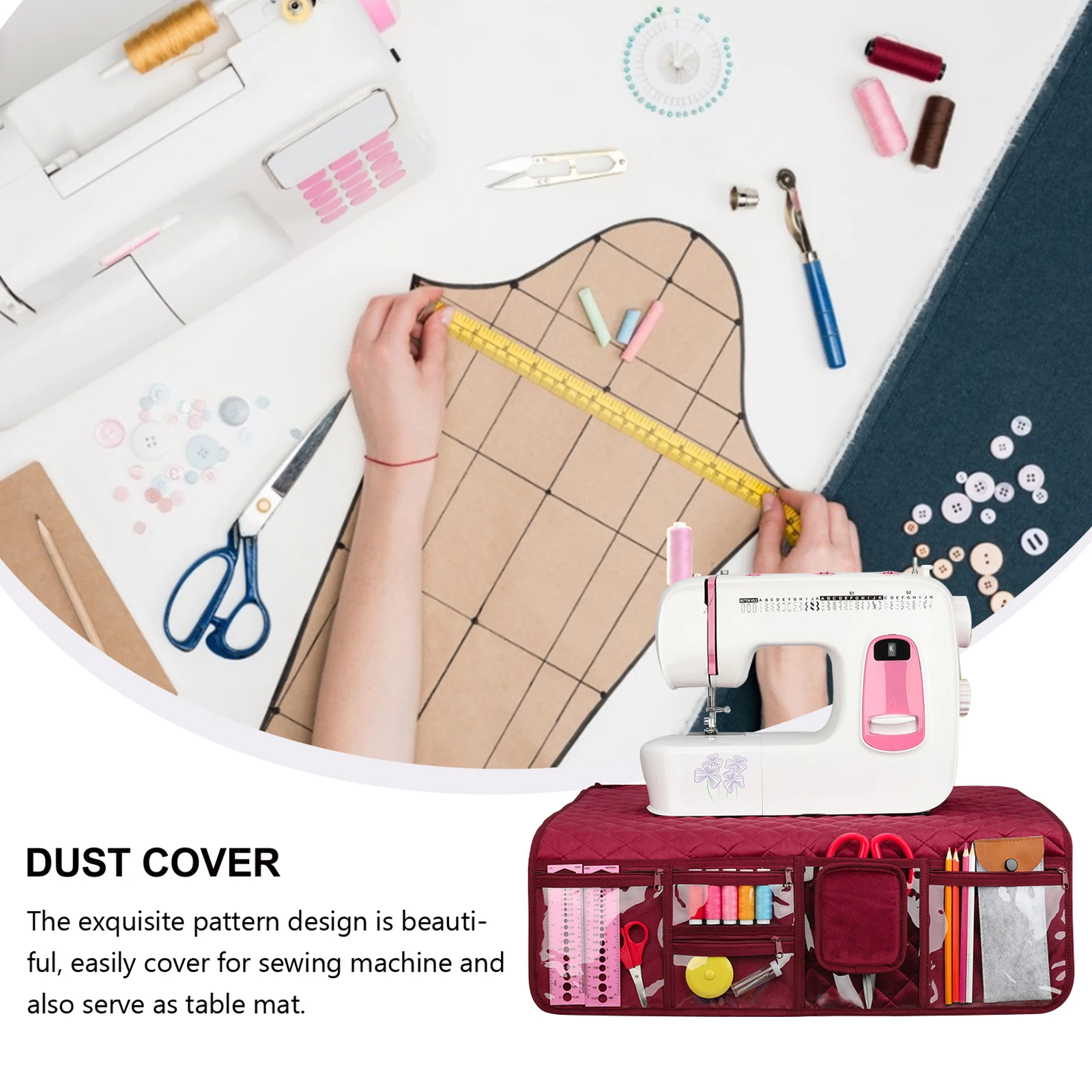 

Waterproof Machine Table 600D Oxford Cloth With Storage Pockets Foldable Durable Organizer For Sewing Supplies Cushion Pad Cover
