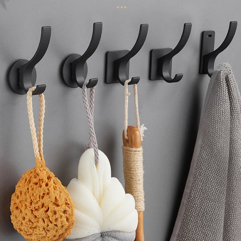 

4PCS Self-Adhesive Clothes Hanger Hooks Wall Hanging Toilet Bathroom Towel Coat Hooks Perforation-free Rack Kitchen Accessories