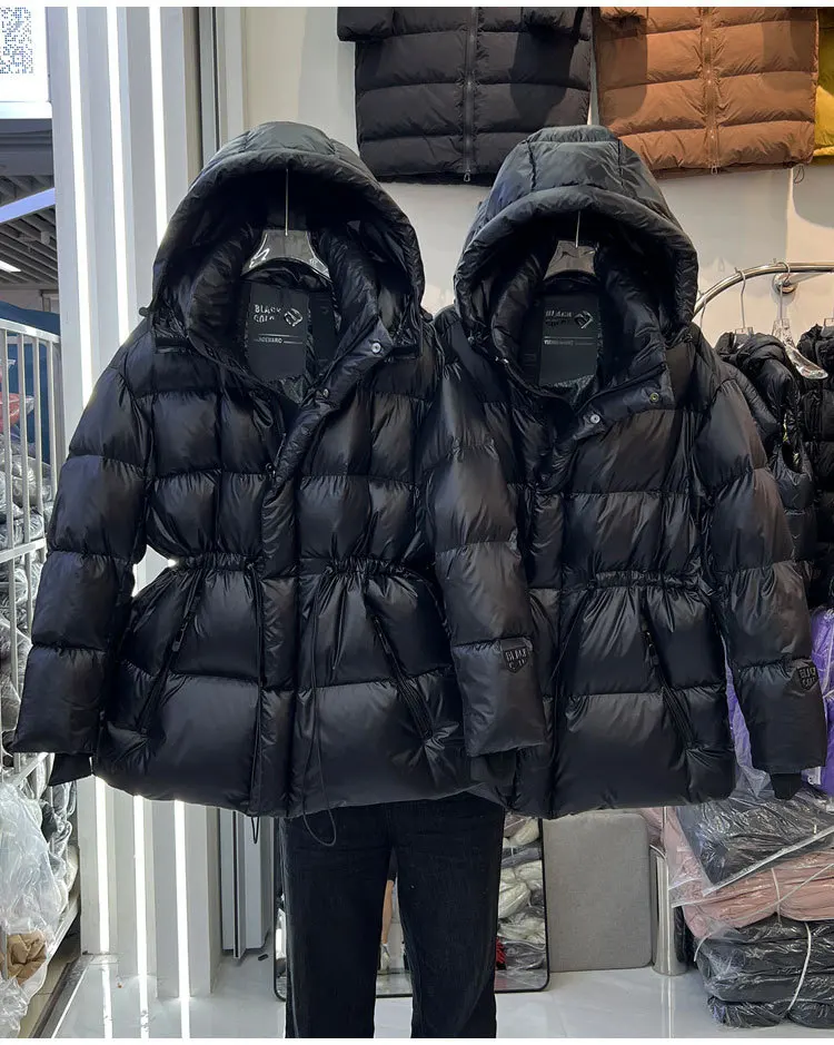 2026 Winter Couple's Black Diamond Extreme Cold Puffer Jacket white Goose Down Jacket Women Thick Puffer Jacket Waist Parka