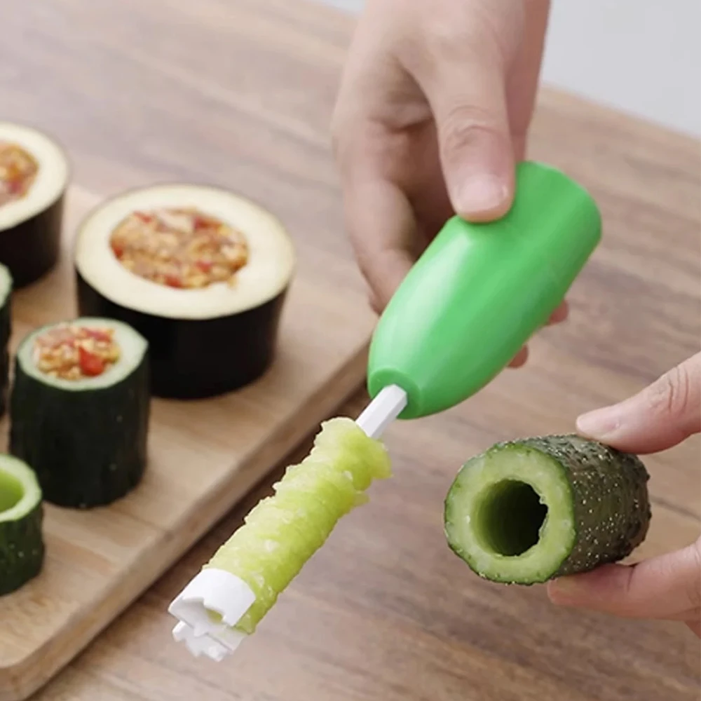 4Pcs/set Multifunctional Vegetable Fruit Corer Veggie Zucchini Eggplant Spiral Digging Tool Corkscrew