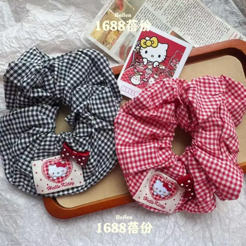 HelloKitty Kawaii сетка толстая кишка повязка для волос 2 шт. мультфильм Sanrio высокий хвост веревка для волос фрикаделька голова резинка оптовая продажа