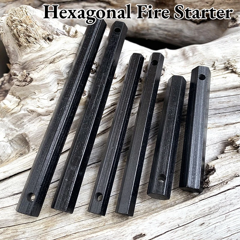 Compact Hexagonal Ferro Rod, Solid Magnesium Flint Rod for Outdoor Use, Durable Fire Starter for Camping, Hiking & Emergencies
