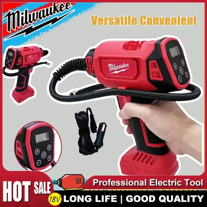 

Milwaukee Cordless Electric Air Pump Car Tire Automatic Inflator Handheld Air Compressor Rechargeable For 18V Battery