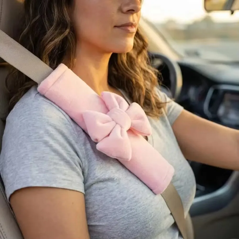 1pc Creative Bowknot Universal Car Safety Seat Belt Cover Ice Silk Shoulder Pad Protective Car Accessoires Interior For Women