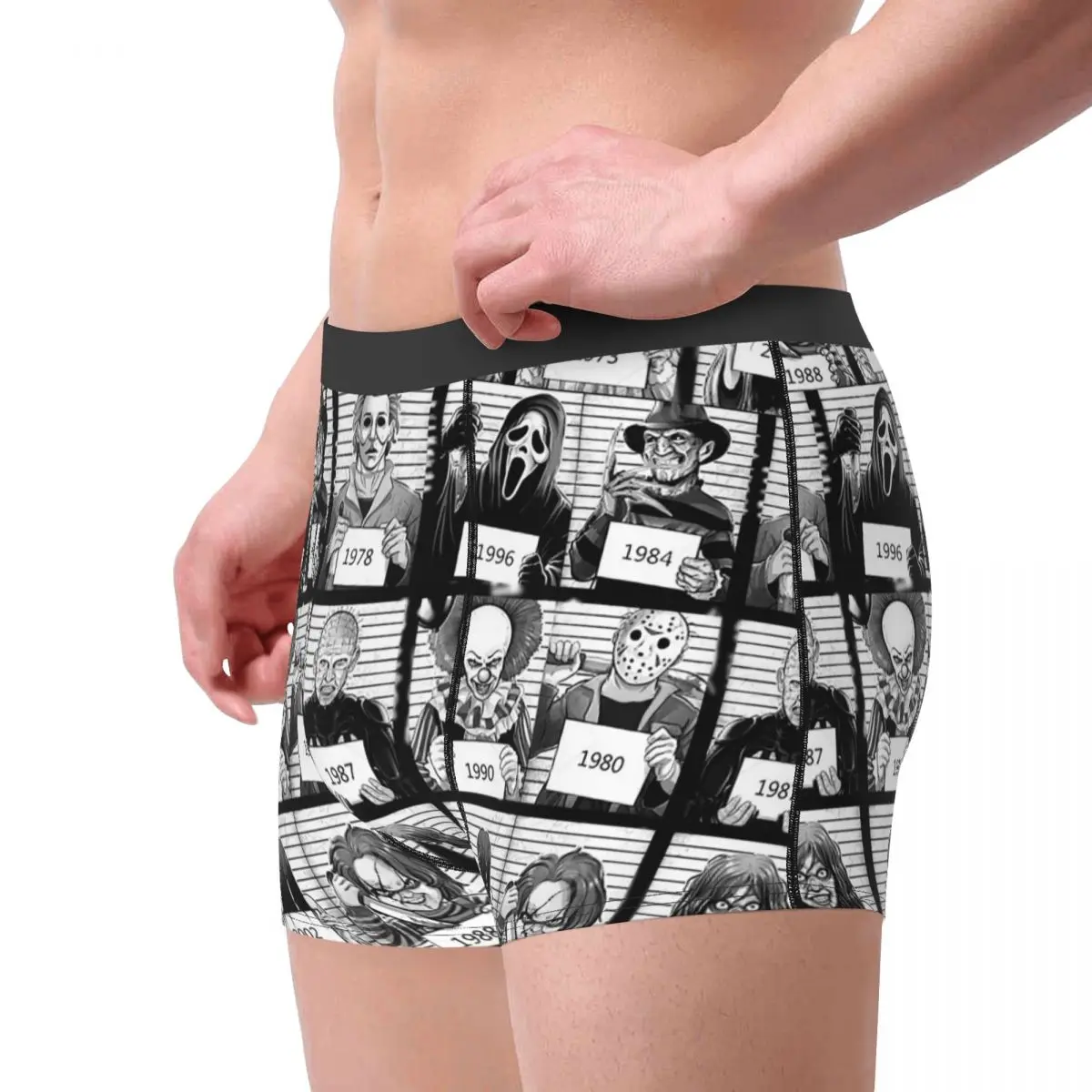 Boxer Shorts Panties Briefs Men Horror Prison Underwear Halloween Myers Chucky Jason Horror Movie Soft Underpants for Homme