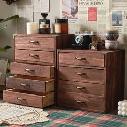 Wooden Desk Organizer with Drawers Desktop Storage Box for Home and Office Elegant Storage Solution for Sundries
