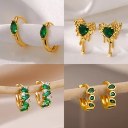 Crystal Circle Hoop Earrings for Women Stainless Steel Gold Color Round Huggies Piercing Earring New Trend Fashion Jewelry Gift