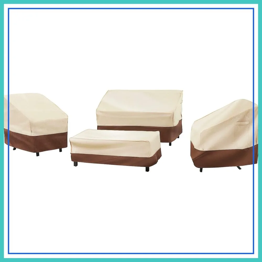 

4 Piece Patio Furniture Cover Set, Waterproof 600D Heavy Duty Outdoor Covers