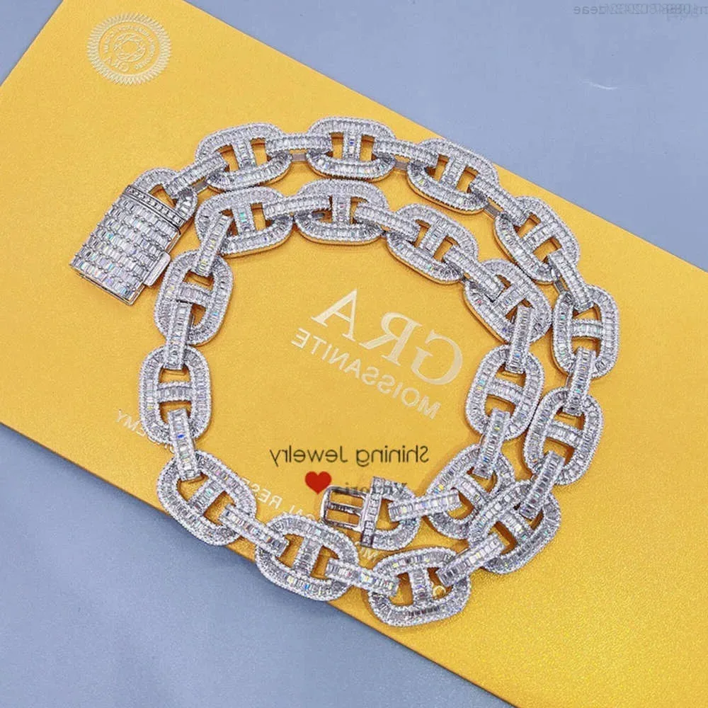 

Iced Out Bling Rapper Chain Ожерелье Lab Diamond Baguette Mariner Chain