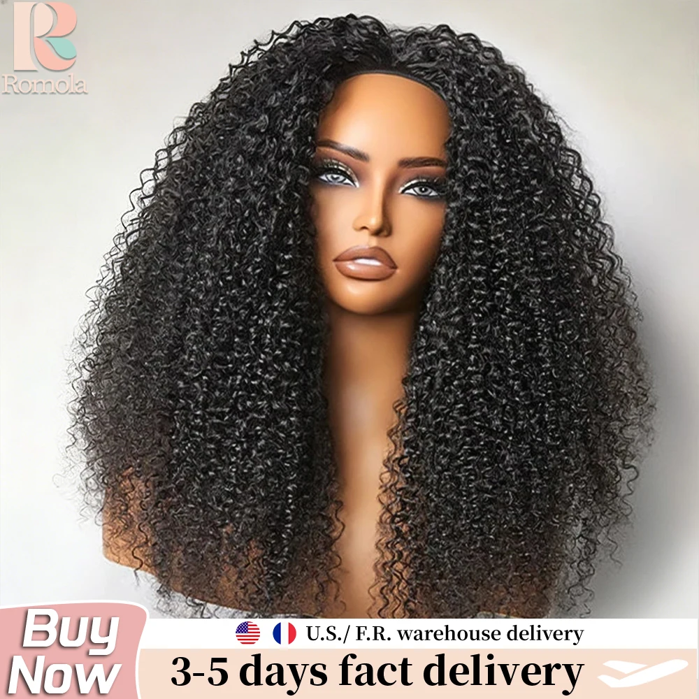 

Парик из натуральных волос Kinky Curly, черный 1B, полупарик, глубокая волна, бразильские волосы Water Wave, оригинальный, без кружевной основы, без клея, бесшовный, на заколках