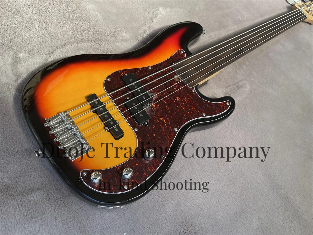 Fretless bass 5 strings Sunset electric bass basswood body Rosewood fingerboard Maple neck chrome hardware