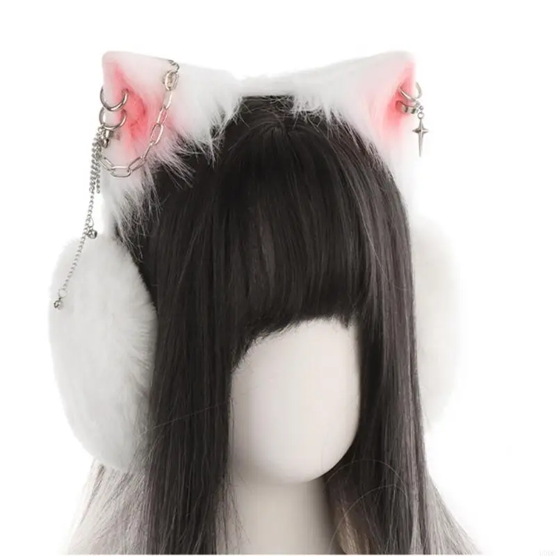 寒い季節のアウトドア活動向けの猫耳デザインを特徴とする暖かいソフトイヤーマフ-y166