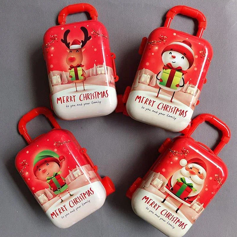 Boneca mala de viagem mini tamanho carry-on trole caso simulação bagagem boneca acessórios caixa de doces de natal plástico