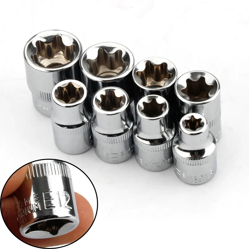 Imagem -01 - Torx Star Socket Grupo Ferramentas de Reparo Manual tipo e e8 E10 E11 E12 E14 E16 E18 E20 Pcs 8 torx star socket grupo ferramentas de reparo manual tipo e e8 e10 e11 e12 e14 e16 e18 e20 pcs 8 01