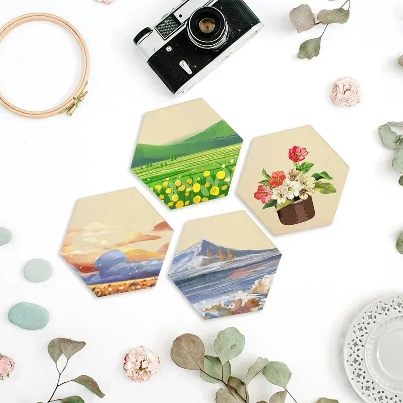 1-3cm Unfinished Hexagon Wood Pieces Blank Wooden Hexagon Shape Cutouts Natural Wooden Tile Slabs Cutouts Slices view 4