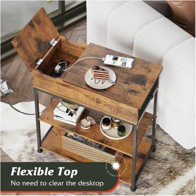 أريكة غرفة المعيشة مع مقبس USB، وطاولة جانبية مع نهاية شحن التشفيه، ورف طاولة جانبية، ومستلزمات خاصة عبر الحدود