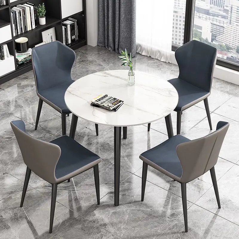 

Italian Style, Negotiation, Slate, Square, Combination, Round, Dining Table, Household, Reception, Small Apartment, Modern Chair