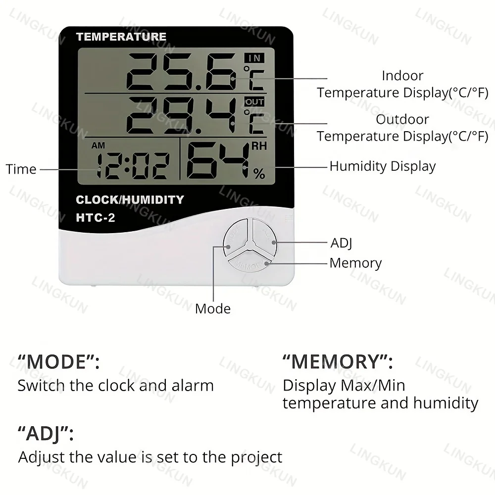 LCD Digital Thermometer Hygrometer Indoor Room Electronic Temperature ...