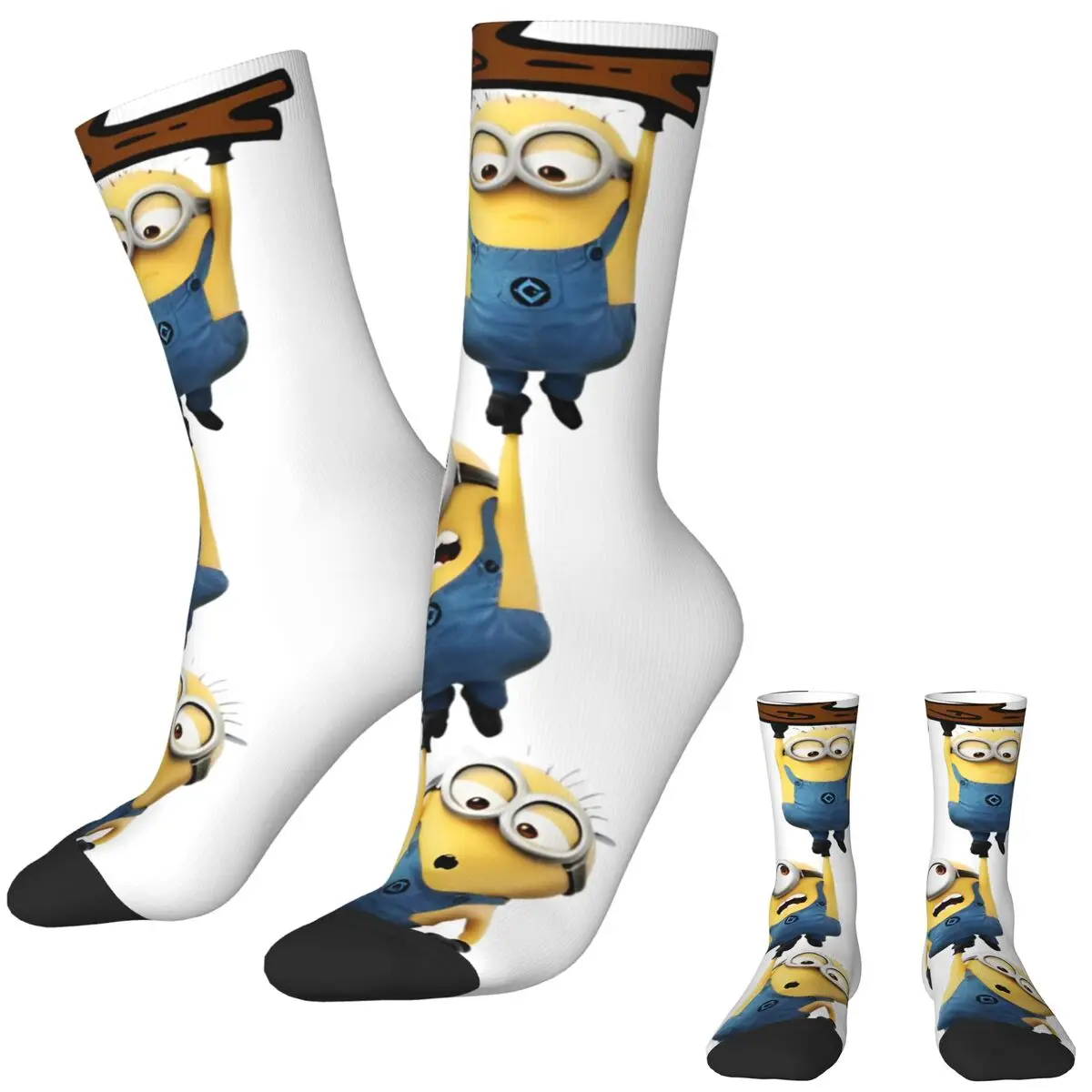 M-Minions Socks Trio Novelty Stockings Men Medium Soft Outdoor Socks Autumn Custom Non-Slip Socks