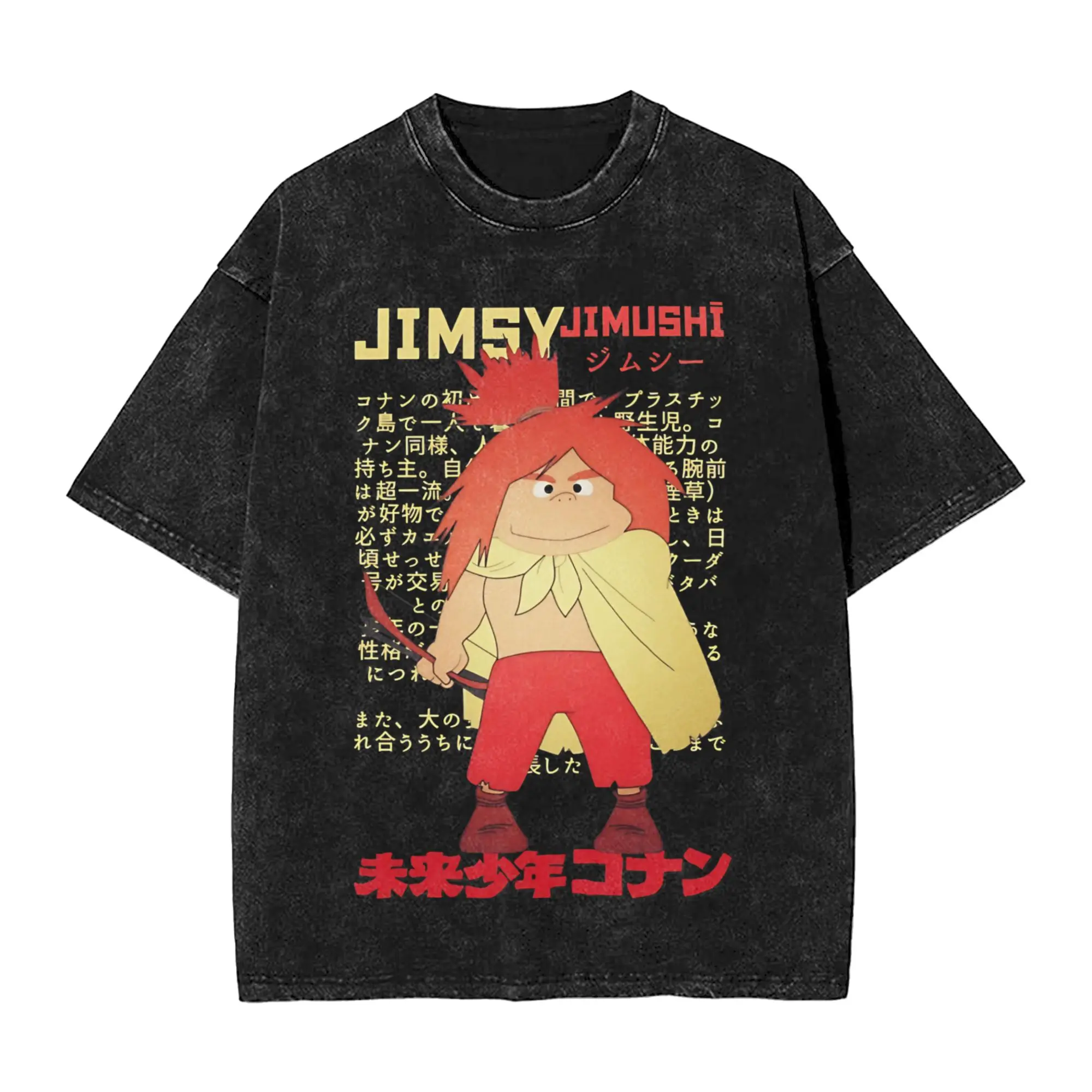 Vintage Conan The Future Boy T-Shirt Men Crewneck 100% Cotton Washed T Shirt  Short Sleeve Tee Shirt Plus Size Clothing