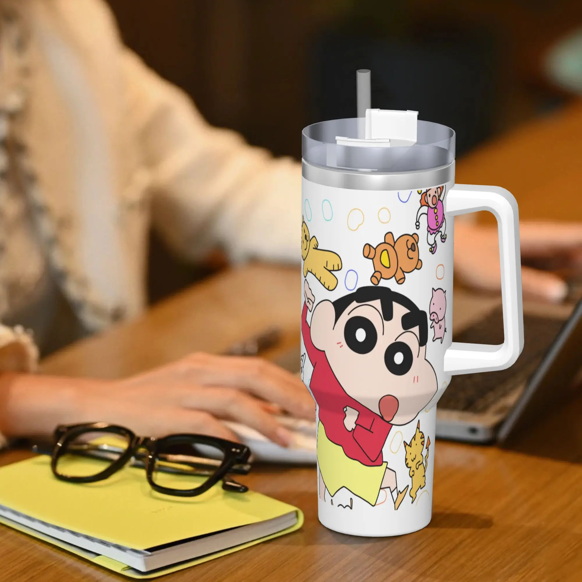 Gobelet en acier inoxydable Crayons Shin-chans tasse à café étanche boisson froide tasses de voiture voyageur bouteille d'eau personnalisée