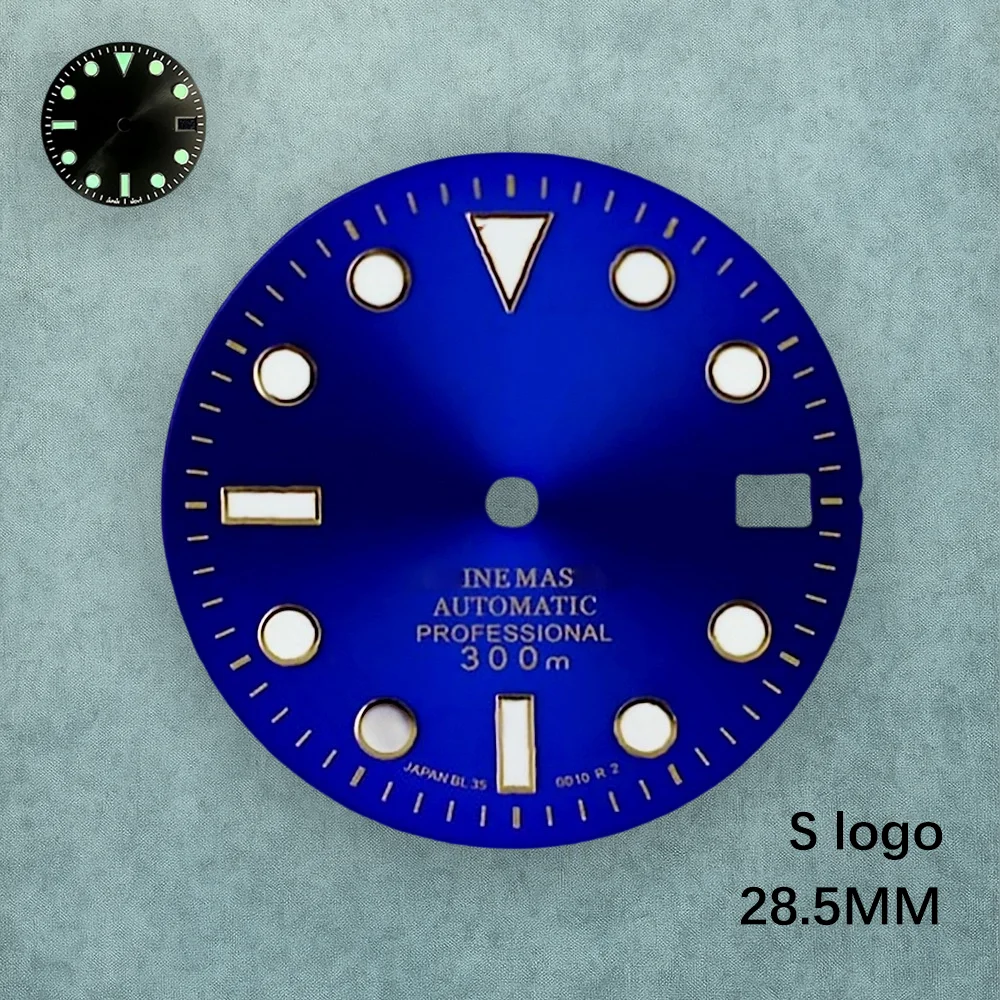 28.5 مللي متر S شعار أمة الله الهاتفي الأخضر مضيئة صالح NH35/NH36 الحركة اليابانية أحدث أنماط ساعة تعديل الملحقات #6