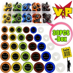 30PCS/Box 11-19mm Laser Plastic Safety Eyes for Crochet Stuffed Toys Amigurumi Color Kawaii Doll Making Crafts Accessories Gifts
