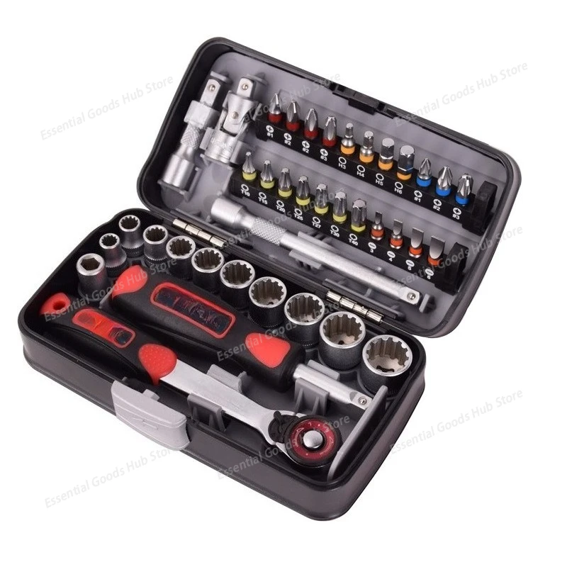 38pcs Mini Ratchet Wrench Socket Batch Head Combination Hardware Tool Set