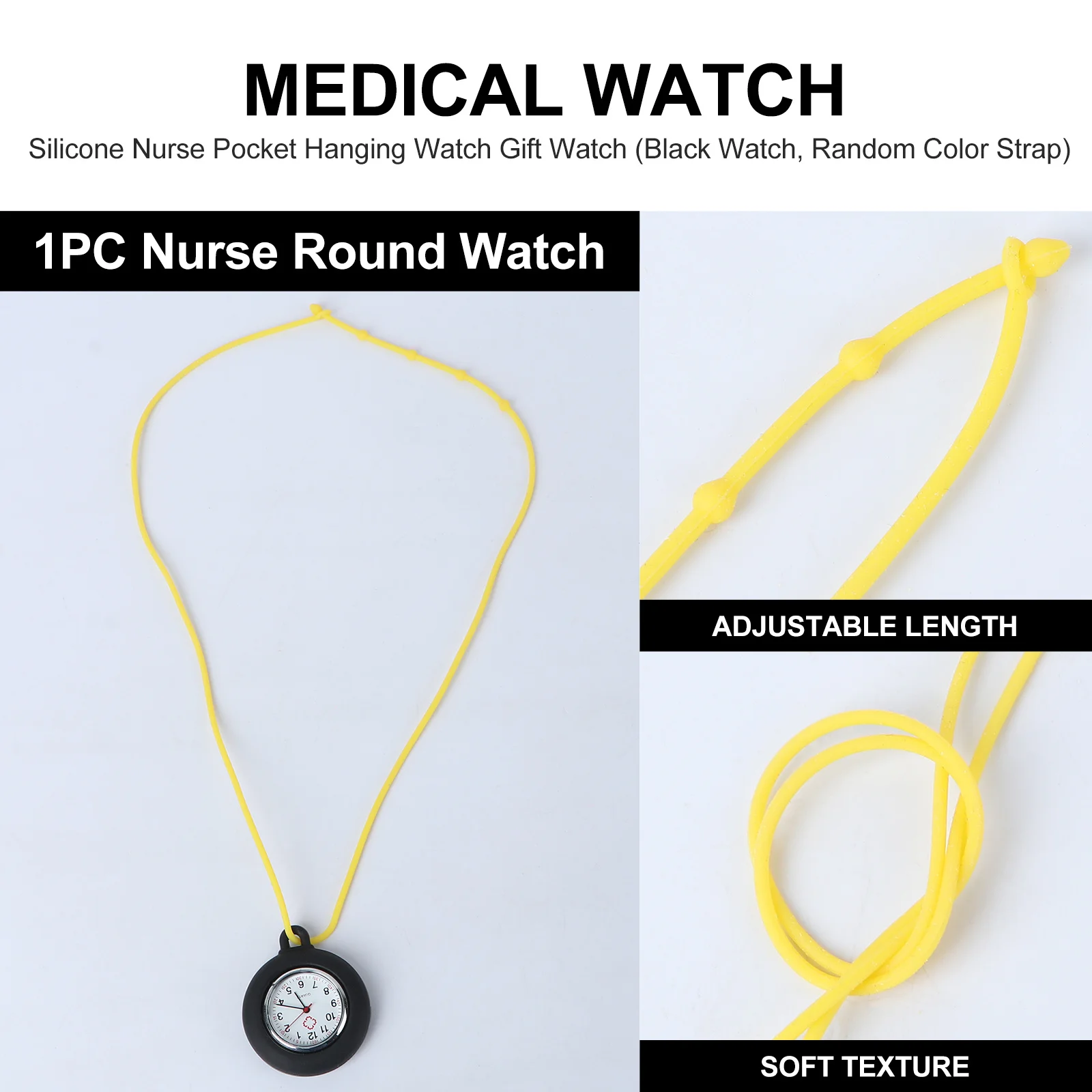 

Medical Nurse Watch Round Pocket Timepiece with Lanyard Durable Portable Hanging Watch for Healthcare Workers